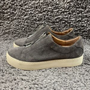 Frye Lena Zip Low Sneaker Shoes Women's Size 6 M Gray Suede